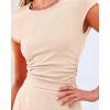 imageBTFBM Women Two Piece Skirt Set Summer 2025 Casual Vacation Crew Neck Short Sleeve Cropped Top Elastic Waist Midi SkirtsBeige