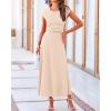 imageBTFBM Women Two Piece Skirt Set Summer 2025 Casual Vacation Crew Neck Short Sleeve Cropped Top Elastic Waist Midi SkirtsBeige