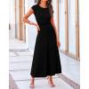imageBTFBM Women Two Piece Skirt Set Summer 2025 Casual Vacation Crew Neck Short Sleeve Cropped Top Elastic Waist Midi SkirtsBlack