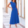 imageBTFBM Women Two Piece Skirt Set Summer 2025 Casual Vacation Crew Neck Short Sleeve Cropped Top Elastic Waist Midi SkirtsBlue