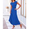 imageBTFBM Women Two Piece Skirt Set Summer 2025 Casual Vacation Crew Neck Short Sleeve Cropped Top Elastic Waist Midi SkirtsBlue