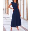 imageBTFBM Women Two Piece Skirt Set Summer 2025 Casual Vacation Crew Neck Short Sleeve Cropped Top Elastic Waist Midi SkirtsDark Blue