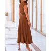 imageBTFBM Women Two Piece Skirt Set Summer 2025 Casual Vacation Crew Neck Short Sleeve Cropped Top Elastic Waist Midi SkirtsDark Brown