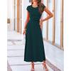 imageBTFBM Women Two Piece Skirt Set Summer 2025 Casual Vacation Crew Neck Short Sleeve Cropped Top Elastic Waist Midi SkirtsDark Green