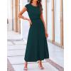 imageBTFBM Women Two Piece Skirt Set Summer 2025 Casual Vacation Crew Neck Short Sleeve Cropped Top Elastic Waist Midi SkirtsDark Green