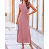 imageBTFBM Women Two Piece Skirt Set Summer 2025 Casual Vacation Crew Neck Short Sleeve Cropped Top Elastic Waist Midi SkirtsDusty Pink