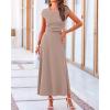 imageBTFBM Women Two Piece Skirt Set Summer 2025 Casual Vacation Crew Neck Short Sleeve Cropped Top Elastic Waist Midi SkirtsKhaki