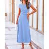 imageBTFBM Women Two Piece Skirt Set Summer 2025 Casual Vacation Crew Neck Short Sleeve Cropped Top Elastic Waist Midi SkirtsLight Blue