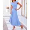 imageBTFBM Women Two Piece Skirt Set Summer 2025 Casual Vacation Crew Neck Short Sleeve Cropped Top Elastic Waist Midi SkirtsLight Blue