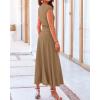 imageBTFBM Women Two Piece Skirt Set Summer 2025 Casual Vacation Crew Neck Short Sleeve Cropped Top Elastic Waist Midi SkirtsLight Brown