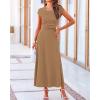 imageBTFBM Women Two Piece Skirt Set Summer 2025 Casual Vacation Crew Neck Short Sleeve Cropped Top Elastic Waist Midi SkirtsLight Brown