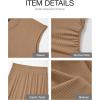 imageBTFBM Women Two Piece Skirt Set Summer 2025 Casual Vacation Crew Neck Short Sleeve Cropped Top Elastic Waist Midi SkirtsLight Brown