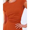 imageBTFBM Women Two Piece Skirt Set Summer 2025 Casual Vacation Crew Neck Short Sleeve Cropped Top Elastic Waist Midi SkirtsOrange