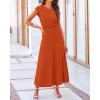 imageBTFBM Women Two Piece Skirt Set Summer 2025 Casual Vacation Crew Neck Short Sleeve Cropped Top Elastic Waist Midi SkirtsOrange