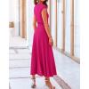 imageBTFBM Women Two Piece Skirt Set Summer 2025 Casual Vacation Crew Neck Short Sleeve Cropped Top Elastic Waist Midi SkirtsRose Red
