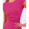 imageBTFBM Women Two Piece Skirt Set Summer 2025 Casual Vacation Crew Neck Short Sleeve Cropped Top Elastic Waist Midi SkirtsRose Red