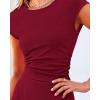 imageBTFBM Women Two Piece Skirt Set Summer 2025 Casual Vacation Crew Neck Short Sleeve Cropped Top Elastic Waist Midi SkirtsWine Red