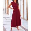 imageBTFBM Women Two Piece Skirt Set Summer 2025 Casual Vacation Crew Neck Short Sleeve Cropped Top Elastic Waist Midi SkirtsWine Red