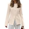 imageBTFBM Blazers for Women Business Casual Open Front Long Sleeve Button Work Office Suit Jackets Dressy Blazer PocketsBeige
