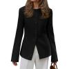 imageBTFBM Blazers for Women Business Casual Open Front Long Sleeve Button Work Office Suit Jackets Dressy Blazer PocketsBlack