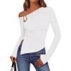 imageBTFBM Off The Shoulder Tops for Women Fall Fashion 2025 Asymmetrical Long Sleeve Shirts Fitted Going Out Top Y2K ClothesWhite