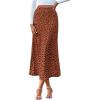 imageBTFBM Satin Skirts for Women 2025 Fall High Waisted ALine Leopard Print Cocktail Wedding Long Silk Summer Midi SkirtBrick Red Black