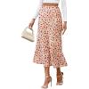 imageBTFBM Satin Skirts for Women 2025 Fall High Waisted ALine Leopard Print Cocktail Wedding Long Silk Summer Midi SkirtFloral Apricot Red