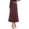 imageBTFBM Satin Skirts for Women 2025 Fall High Waisted ALine Leopard Print Cocktail Wedding Long Silk Summer Midi SkirtFloral Black Red