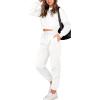 imageBTFBM Women 2 Piece Outfits Long Sleeve Crop Top Pullover Drawstring Pant Jogger Set Casual Sweatsuits Tracksuit PocketsWhite