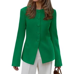 imageBTFBM Blazers for Women Business Casual Open Front Long Sleeve Button Work Office Suit Jackets Dressy Blazer PocketsGreen