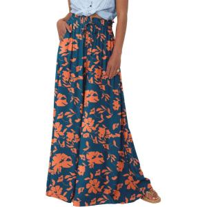 imageBTFBM Women Casual High Waist Wide Leg Pants 2025 Summer Fall Long Palazzo Pants Pocket Lounge Vacation Beach TrousersPrint Dark Blue Orange