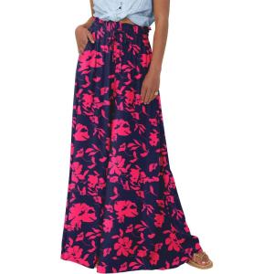 imageBTFBM Women Casual High Waist Wide Leg Pants 2025 Summer Fall Long Palazzo Pants Pocket Lounge Vacation Beach TrousersPrint Navy Rose Red