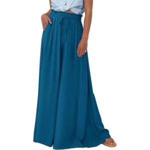 imageBTFBM Women Casual High Waist Wide Leg Pants 2025 Summer Fall Long Palazzo Pants Pocket Lounge Vacation Beach TrousersSolid Lake Blue