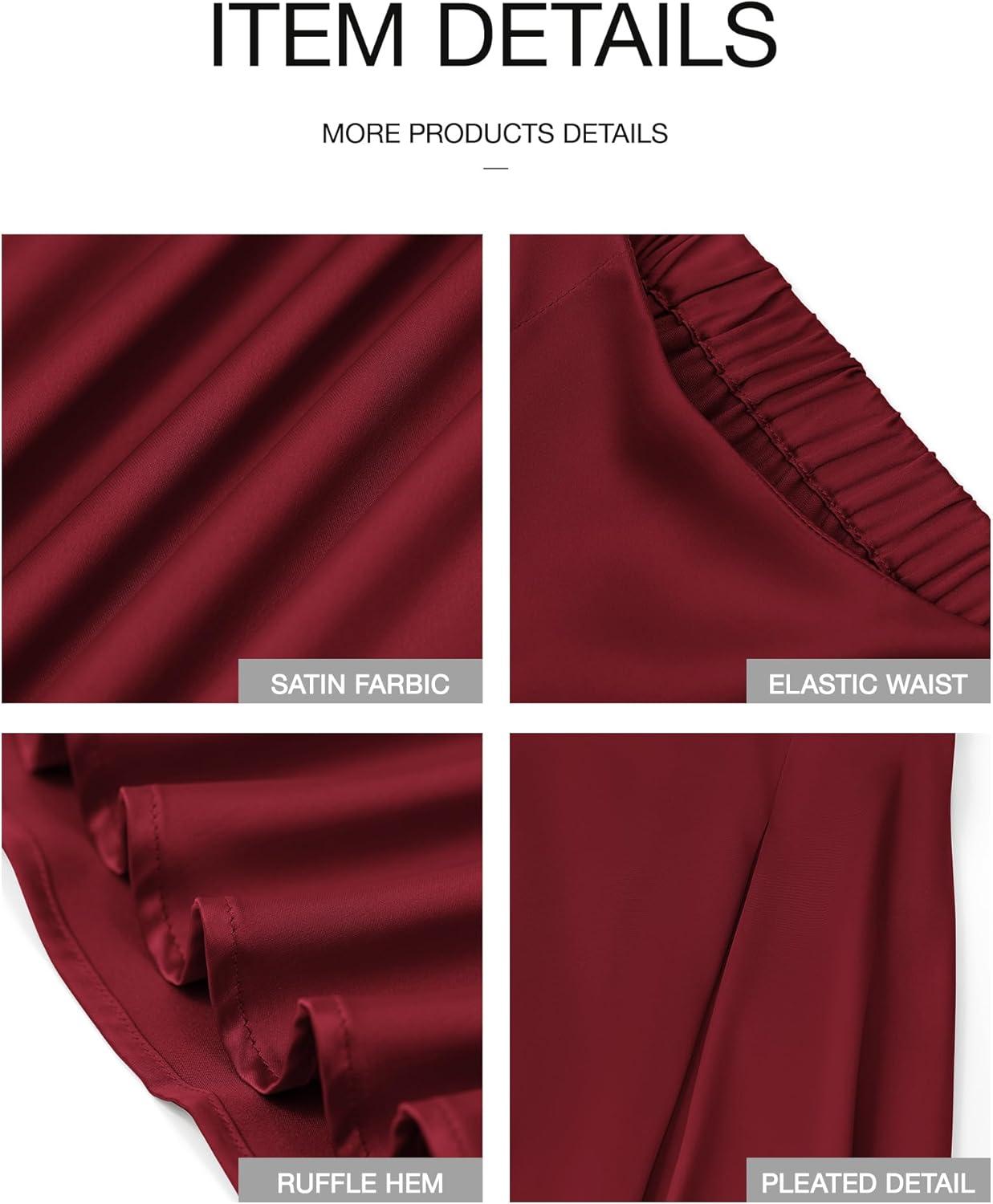 imageBTFBM High Waisted Skirts for Women Fall Clothes 2025 Elegant Satin Flowy ALine Cocktail Formal Night Out Maxi SkirtWine Red