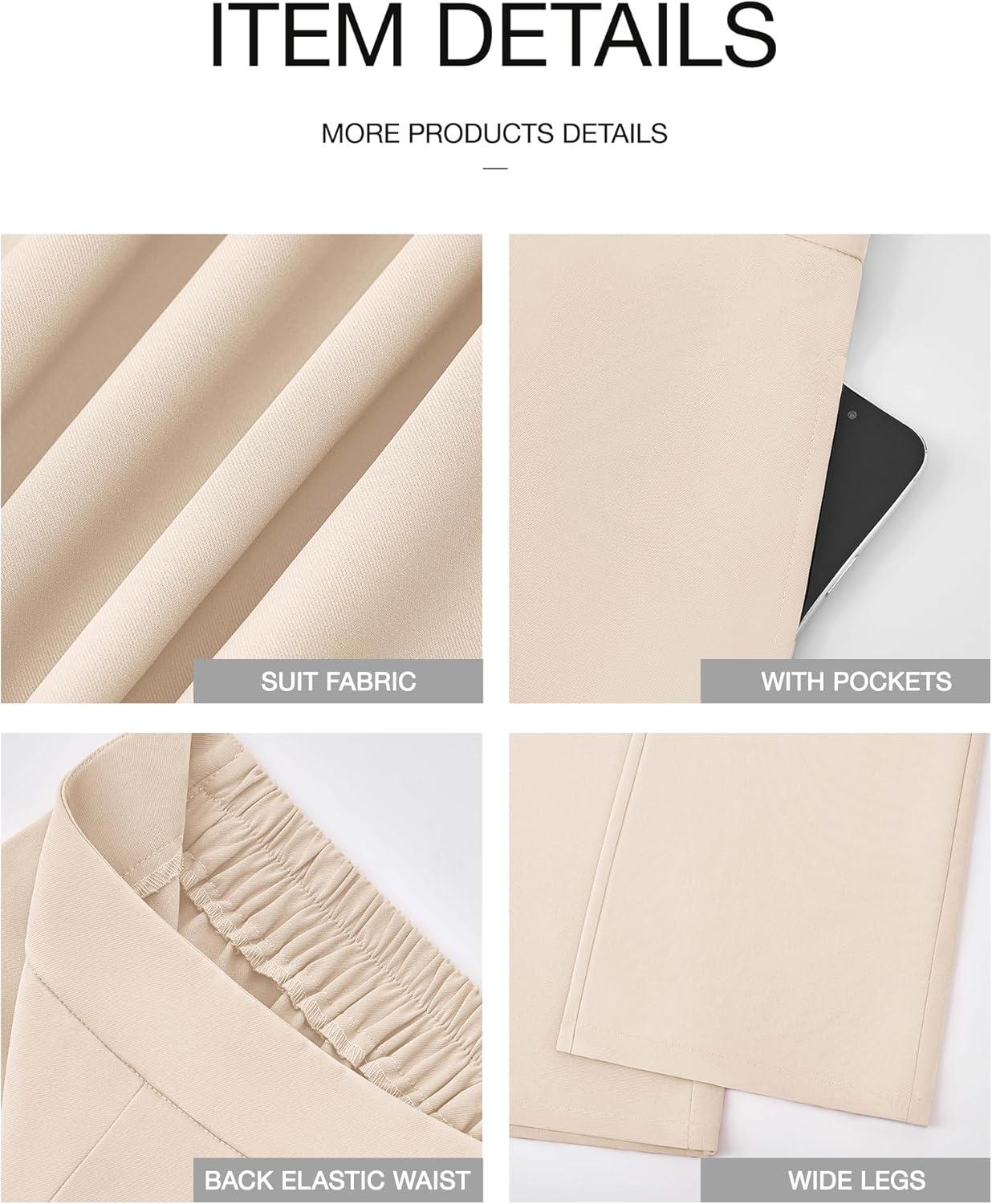 imageBTFBM Women High Waisted Wide Leg Pants Fall 2025 Business Casual Work Dress Pants Loose Office Palazzo Trousers PocketsBeige