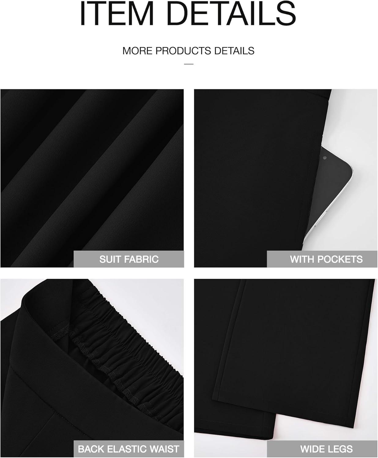 imageBTFBM Women High Waisted Wide Leg Pants Fall 2025 Business Casual Work Dress Pants Loose Office Palazzo Trousers PocketsBlack