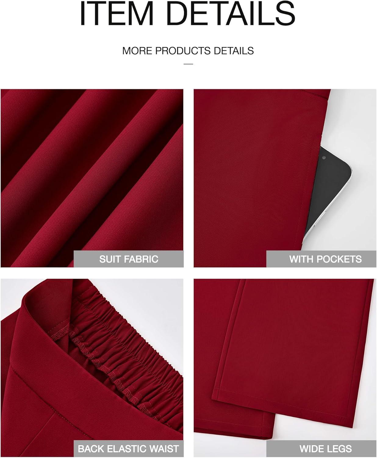 imageBTFBM Women High Waisted Wide Leg Pants Fall 2025 Business Casual Work Dress Pants Loose Office Palazzo Trousers PocketsBurgundy