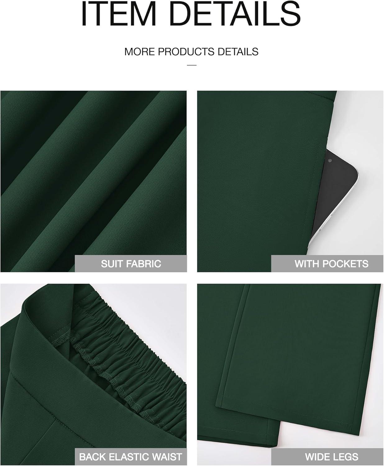 imageBTFBM Women High Waisted Wide Leg Pants Fall 2025 Business Casual Work Dress Pants Loose Office Palazzo Trousers PocketsDark Green