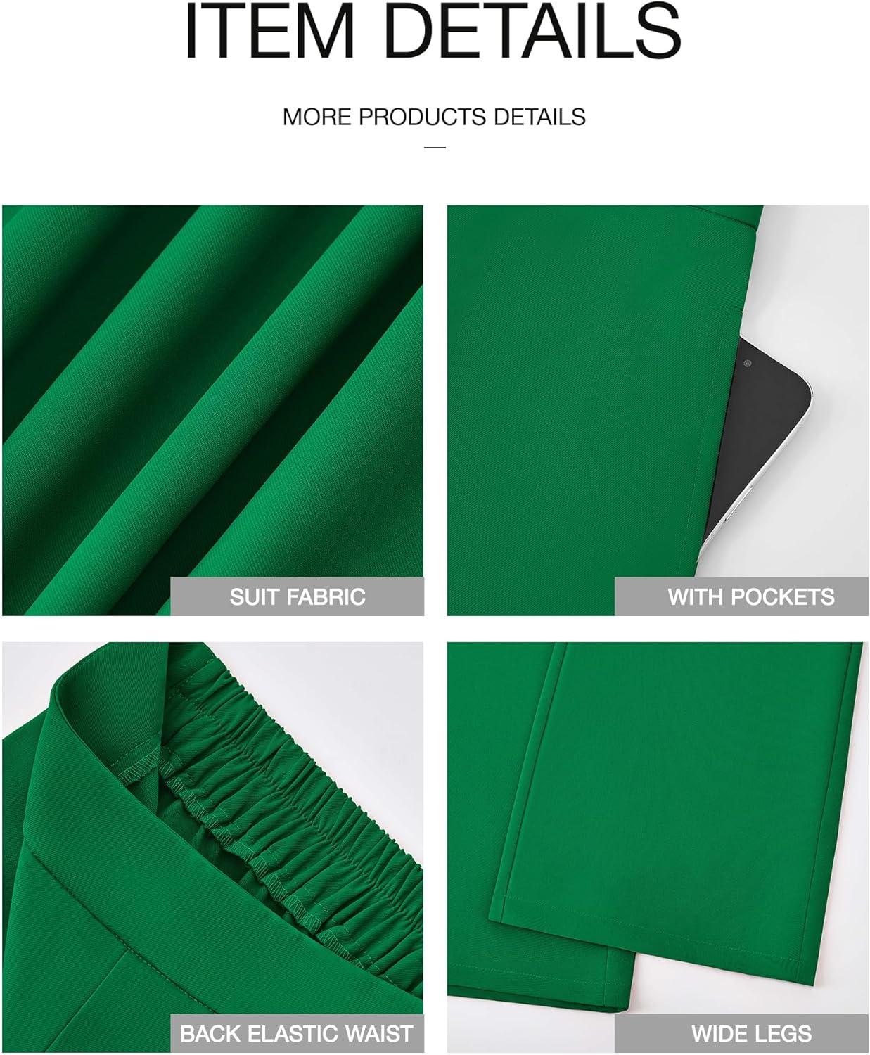 imageBTFBM Women High Waisted Wide Leg Pants Fall 2025 Business Casual Work Dress Pants Loose Office Palazzo Trousers PocketsGreen