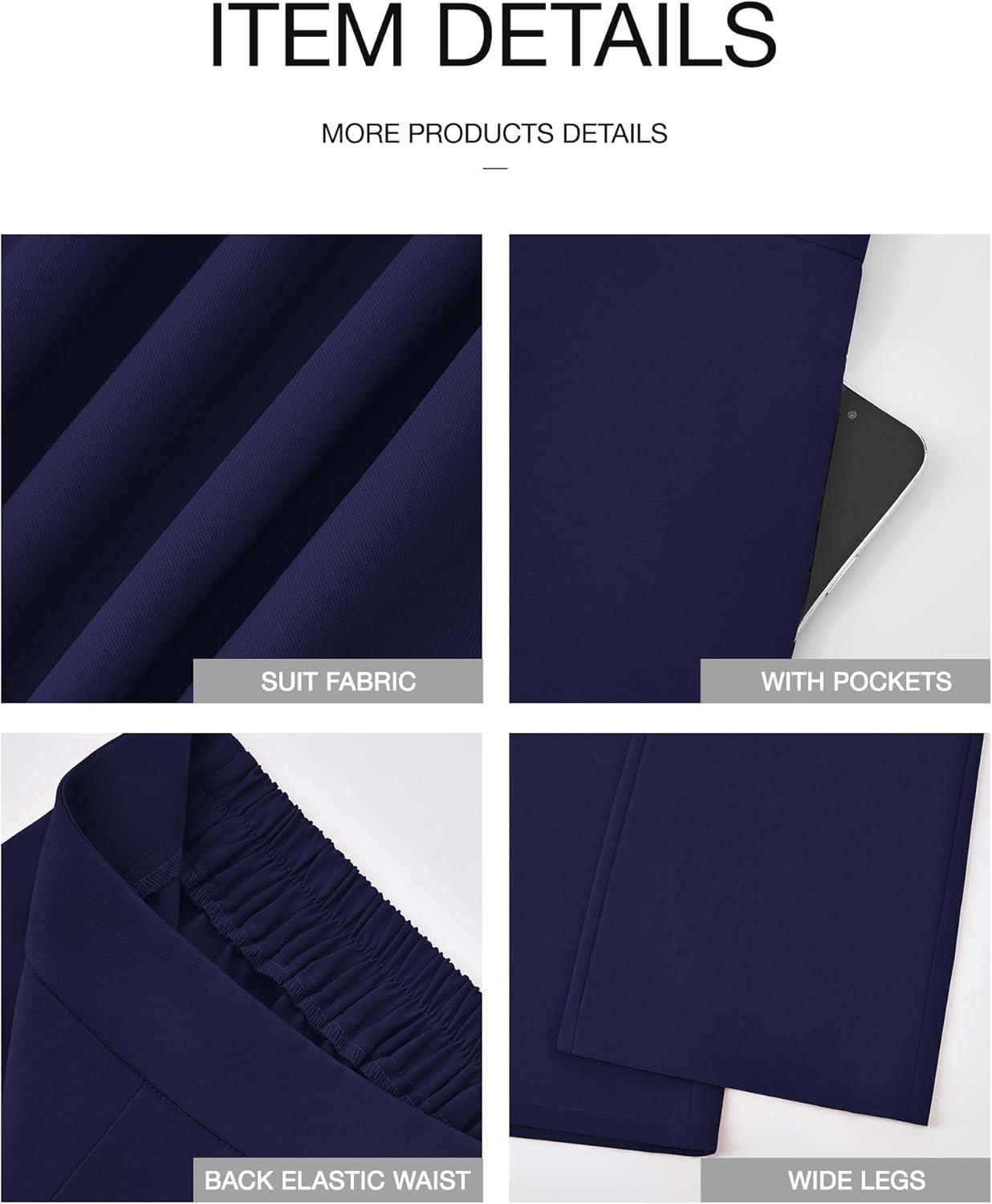 imageBTFBM Women High Waisted Wide Leg Pants Fall 2025 Business Casual Work Dress Pants Loose Office Palazzo Trousers PocketsNavy