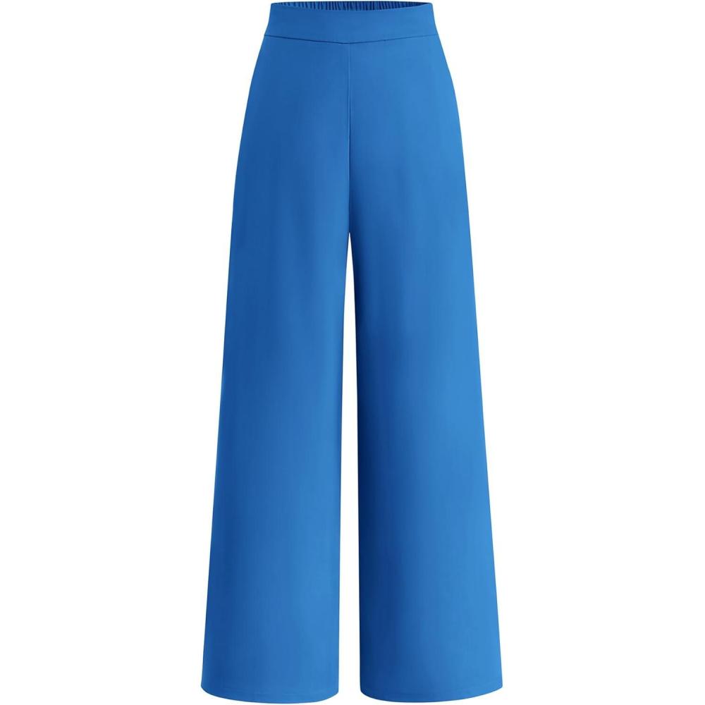 imageBTFBM Women High Waisted Wide Leg Pants Fall 2025 Business Casual Work Dress Pants Loose Office Palazzo Trousers PocketsBlue