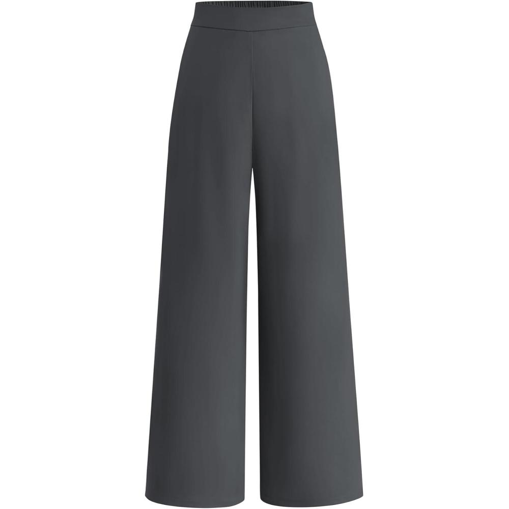 imageBTFBM Women High Waisted Wide Leg Pants Fall 2025 Business Casual Work Dress Pants Loose Office Palazzo Trousers PocketsDark Grey