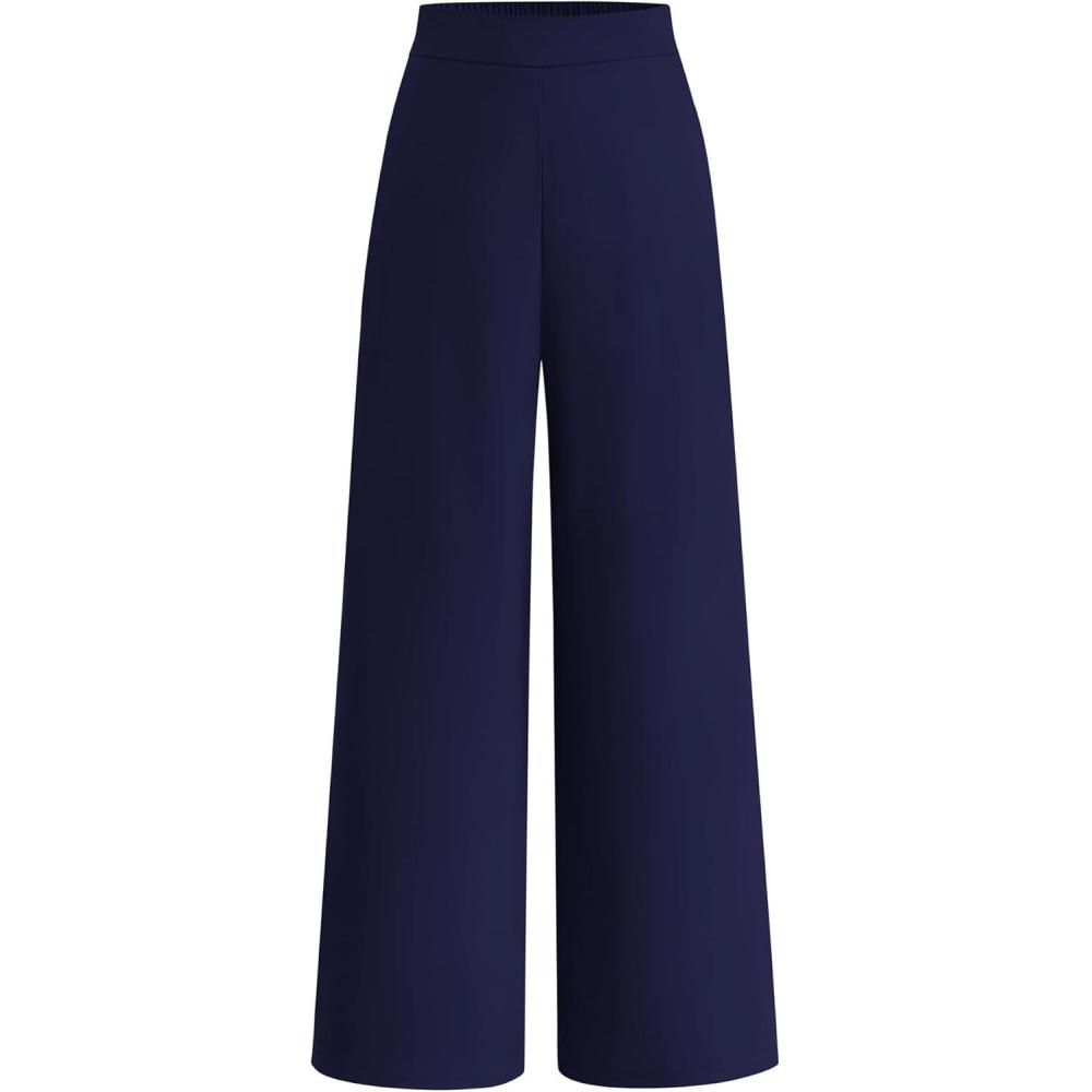 imageBTFBM Women High Waisted Wide Leg Pants Fall 2025 Business Casual Work Dress Pants Loose Office Palazzo Trousers PocketsNavy
