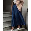 imageBTFBM High Waisted Skirts for Women Fall Clothes 2025 Elegant Satin Flowy ALine Cocktail Formal Night Out Maxi SkirtNavy