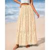 imageBTFBM Women Boho Casual Skirts Summer 2025 Lace Embroidery Eyelet Elastic Waist Flowy Tiered Beach Fall Maxi SkirtBeige