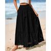 imageBTFBM Women Boho Casual Skirts Summer 2025 Lace Embroidery Eyelet Elastic Waist Flowy Tiered Beach Fall Maxi SkirtBlack