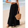 imageBTFBM Women Boho Casual Skirts Summer 2025 Lace Embroidery Eyelet Elastic Waist Flowy Tiered Beach Fall Maxi SkirtBlack