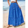 imageBTFBM Women Boho Casual Skirts Summer 2025 Lace Embroidery Eyelet Elastic Waist Flowy Tiered Beach Fall Maxi SkirtBlue