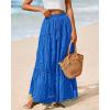 imageBTFBM Women Boho Casual Skirts Summer 2025 Lace Embroidery Eyelet Elastic Waist Flowy Tiered Beach Fall Maxi SkirtBlue
