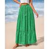 imageBTFBM Women Boho Casual Skirts Summer 2025 Lace Embroidery Eyelet Elastic Waist Flowy Tiered Beach Fall Maxi SkirtGreen